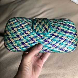 Straw Clutch Turquoise Purple NEVER CARRIED